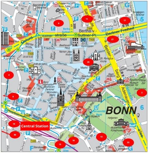 Carte 2: Hôtels dans la ville de Bonn